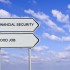 Road sign to good job and financial security