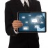 Businessman pressing e-mail buton