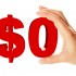 Zero dollar sign holding by female hand